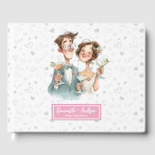 Funny Quirky Couple Mariage Invité Livre Aquarelle (Recto)