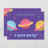 Funny Quote - Paarse planetenpartij Briefkaart (Voorkant / Achterkant)