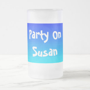 Funny Quote Party on Jouw naam blended Blue Matglas Bierpul