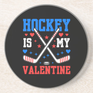 Funny Quotes Ice Hockey is mijn Valentijn sporttea Zandsteen Onderzetter