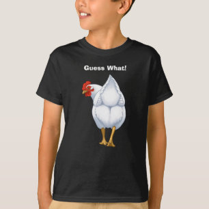 Funny Raad eens wat Chicken Butt White Hen T-shirt
