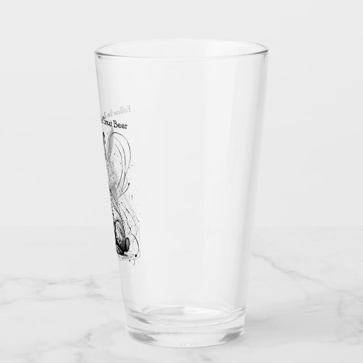 Funny Rabbit Black White Ink Gepersonaliseerd Glas (Links)