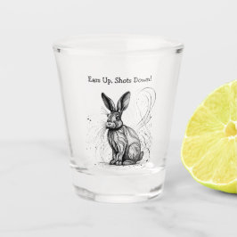 Funny Rabbit Black White Ink Gepersonaliseerd Shot Glas