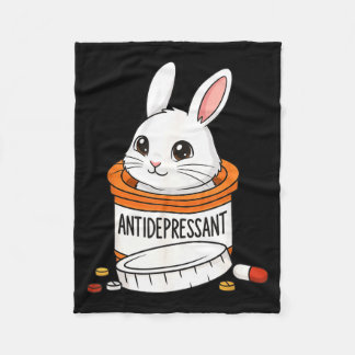 Funny Rabbit Bunny Anti Depressant Zoo Boys Girls  Fleece Deken