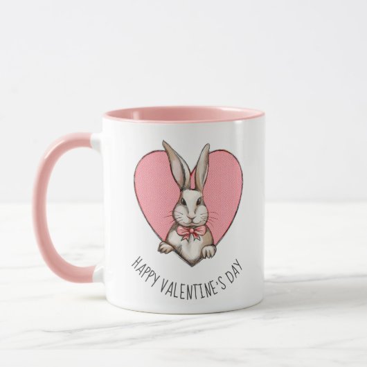 Funny  Rabbit Heart Custom Valentijnsdag Mok (Links)