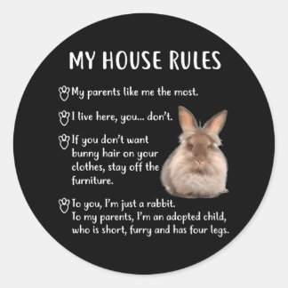 Funny Rabbit My House Regels Lionhead Bunny Ronde Sticker