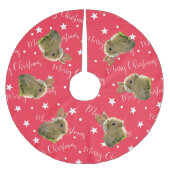 Funny Rabbit Pet Foto Red Kerstmis Kerstboom Rok (Voorkant)