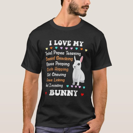 Funny Rabbit T-shirt Ik hou van mijn dwerg Hotot B (Voorkant)