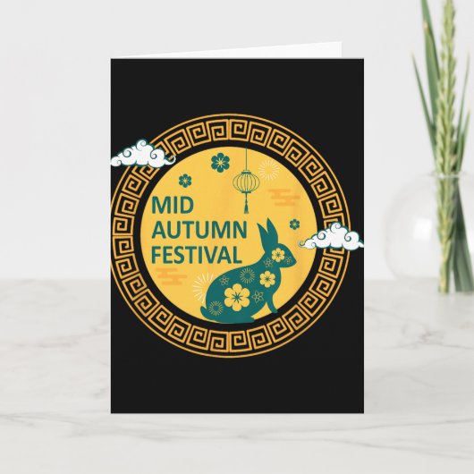 Funny Rabbits Mooncake Chinese New Year Mid Autumn Kaart (Voorkant)