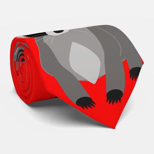 Funny Raccoon Aangepaste kleur Stropdas (Opgerold)