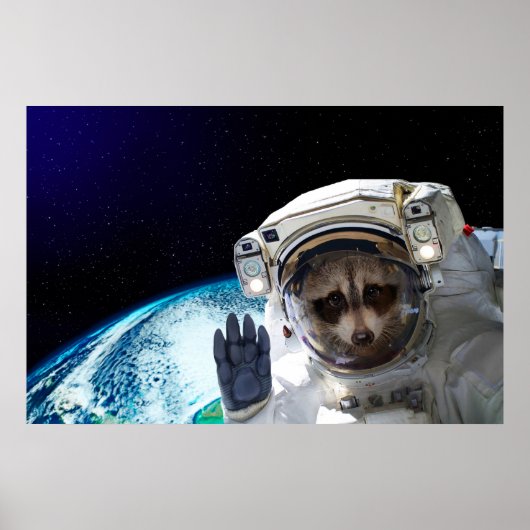 Funny Raccoon Astronaut Poster (Voorkant)