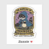 Funny Raccoon, Bureau van Unhinged Acquisition Sticker (Vel)