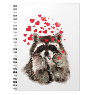 Funny Raccoon Bwaring Kisses Love Hearts Notitieboek