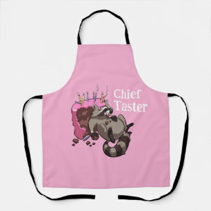 Funny Raccoon Chief Taster Eten Taart Cartoon Schort