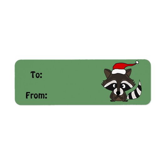 Funny Raccoon Christmas Gift Label of adreslabel (Voorkant)