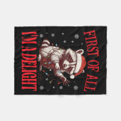 Funny Raccoon First Of All I'm A Delight Merry Chr Fleece Deken (Voorkant (Horizontaal))