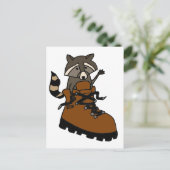 Funny Raccoon in Hiking Boot Briefkaart (Staand voorkant)