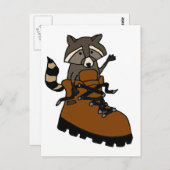 Funny Raccoon in Hiking Boot Briefkaart (Voorkant / Achterkant)
