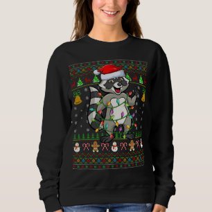 Funny Raccoon Lover Xmas Santa Hat Raccoon Ugly Ch Trui
