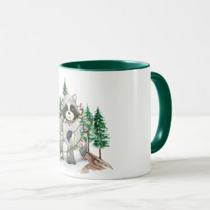 Funny Raccoon Mok met tweetone koffie voor kerstmi