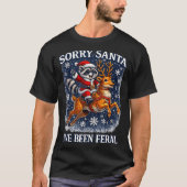 Funny Raccoon Riding Reindeer Sorry Santa Christma T-shirt (Voorkant)