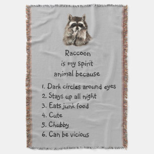 Funny Raccoon Spirit Animal Humor Cute Waterverf Deken