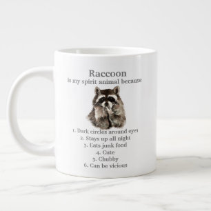 Funny Raccoon Spirit Animal Humor Cute Waterverf Extra Grote Beker