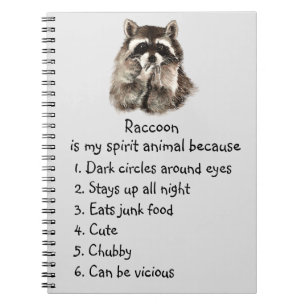 Funny Raccoon Spirit Animal Humor Cute Waterverf Notitieboek