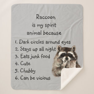 Funny Raccoon Spirit Animal Humor Cute Waterverf Sherpa Deken