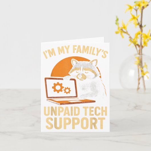 Funny Raccoon Tech Lover Graphic Tee Computer Geek Kaart (Gele Bloem)