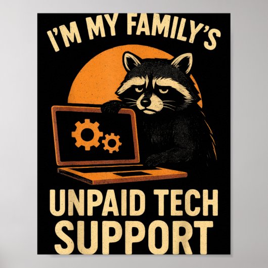 Funny Raccoon Tech Lover Graphic Tee Computer Geek Poster (Voorkant)