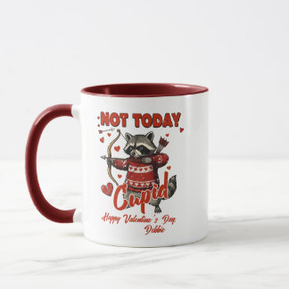 Funny Raccoon Valentine Mug – "Not Today" Cupid Mok
