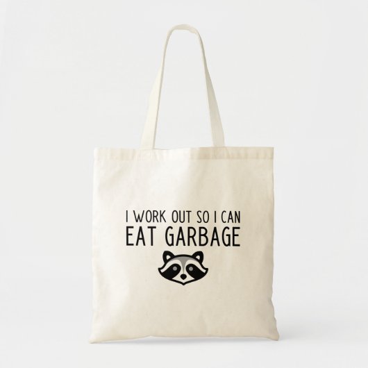 Funny Raccoon Workout Slogan Tote Bag (Voorkant)