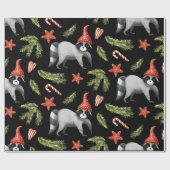 Funny Raccoons Black | Papier voor het ompakken va (Vlak)