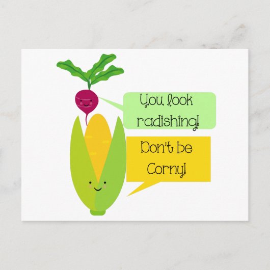 Funny Radish and Corn Vegetable Humor Briefkaart (Voorkant)