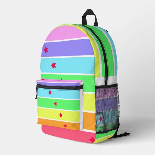 Funny Rainbow and Star Print Cut Sew Bag Bedrukte Rugzak (Achterkant Hoek Rechts)