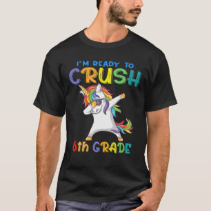 Funny Rainbow Unicorn 6e graad kleurrijk terug naa T-shirt