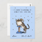 Funny Ram briefkaart Zodiac Kat Sterren teken brie (Voorkant / Achterkant)