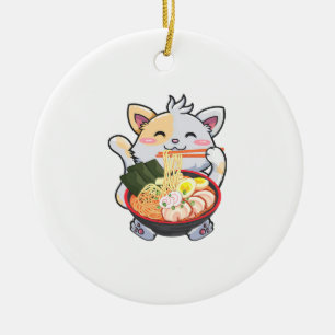 Funny Ramen Cat Anime Kawaii Japanner Noodles Love Keramisch Ornament