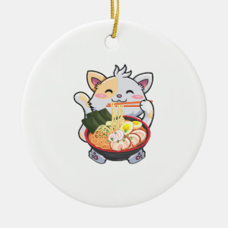 Funny Ramen Cat Anime Kawaii Japanner Noodles Love Keramisch Ornament