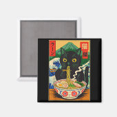 Funny Ramen Cat Japanese Noodle Kitten  Magneet (Voorkant / Achterkant)