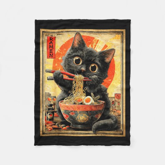 Funny Ramen Cat Noodle Lovers Anime Otaku  Fleece Deken (Voorkant)