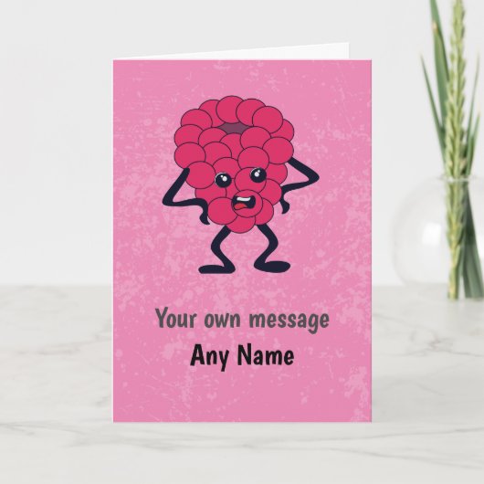 Funny Raspberry Thed Custom Birthday of Any Kaart (Voorkant)