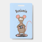 Funny rat met camera-cartoon illustratie badge (Back)