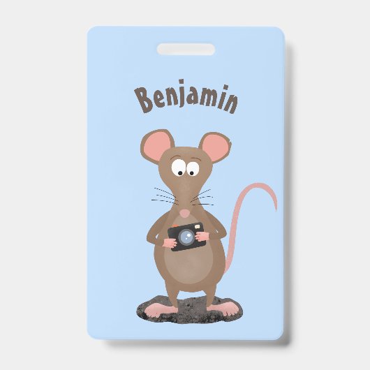 Funny rat met camera-cartoon illustratie badge (Front)