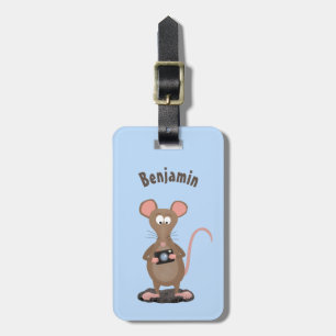 Funny rat met camera-cartoon illustratie bagagelabel