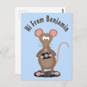 Funny rat met camera-cartoon illustratie briefkaart (Voorkant / Achterkant)