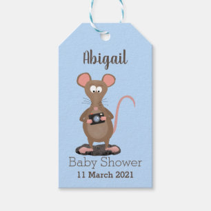 Funny rat met camera-cartoon illustratie cadeaulabel