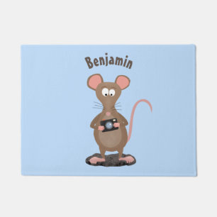Funny rat met camera-cartoon illustratie deurmat