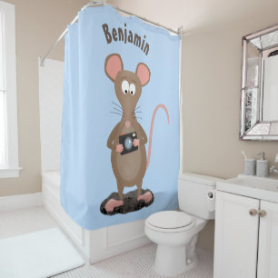 Funny rat met camera-cartoon illustratie douchegordijn